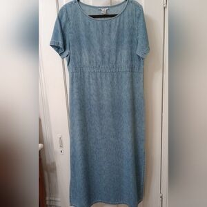 Vintage Galyan's 90s Maxi Denim Dress Size L Cottagecore Prairie Minimalist